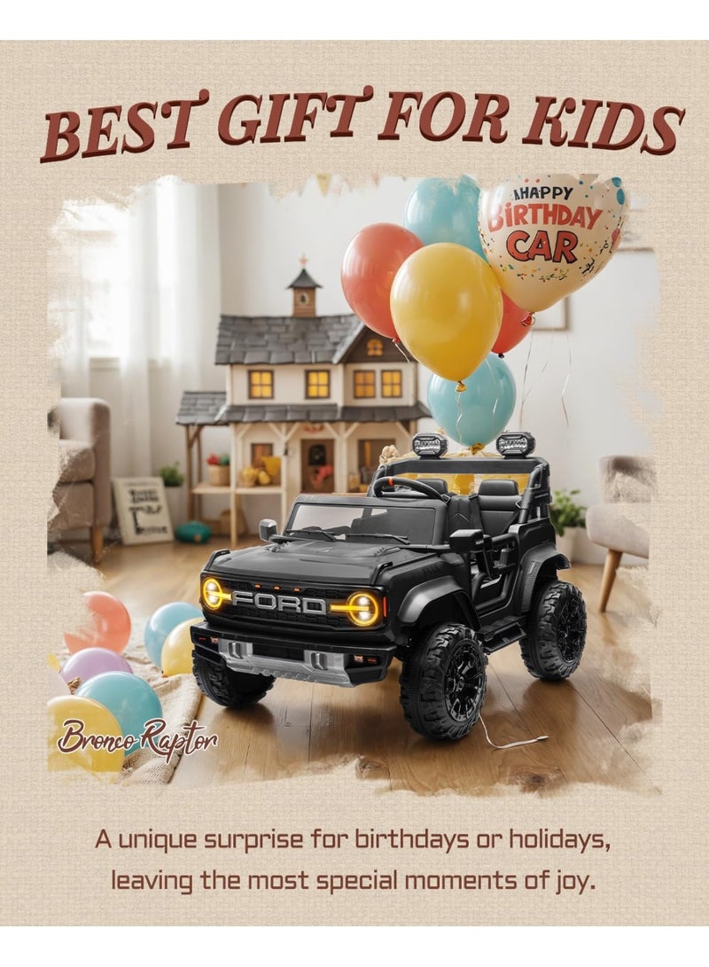 First Ride On 24V Ride on Toys for Big Kids, Licensed Ford Bronco Electric Car 2 Seater with Remote Control, Kids Ride on Cars W/ 2-Seater, 4.3 Mph Max Speed, Soft Start Function (Black) - Image 4